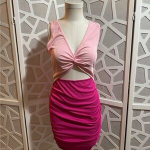 SHEIN Pink and Fuchsia Twist-Front Dress